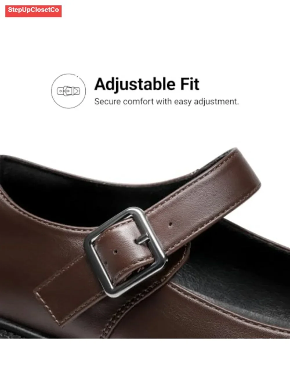Chunky Platform Mary Jane Flats with Adjustable Buckle, Cushioned Insole,